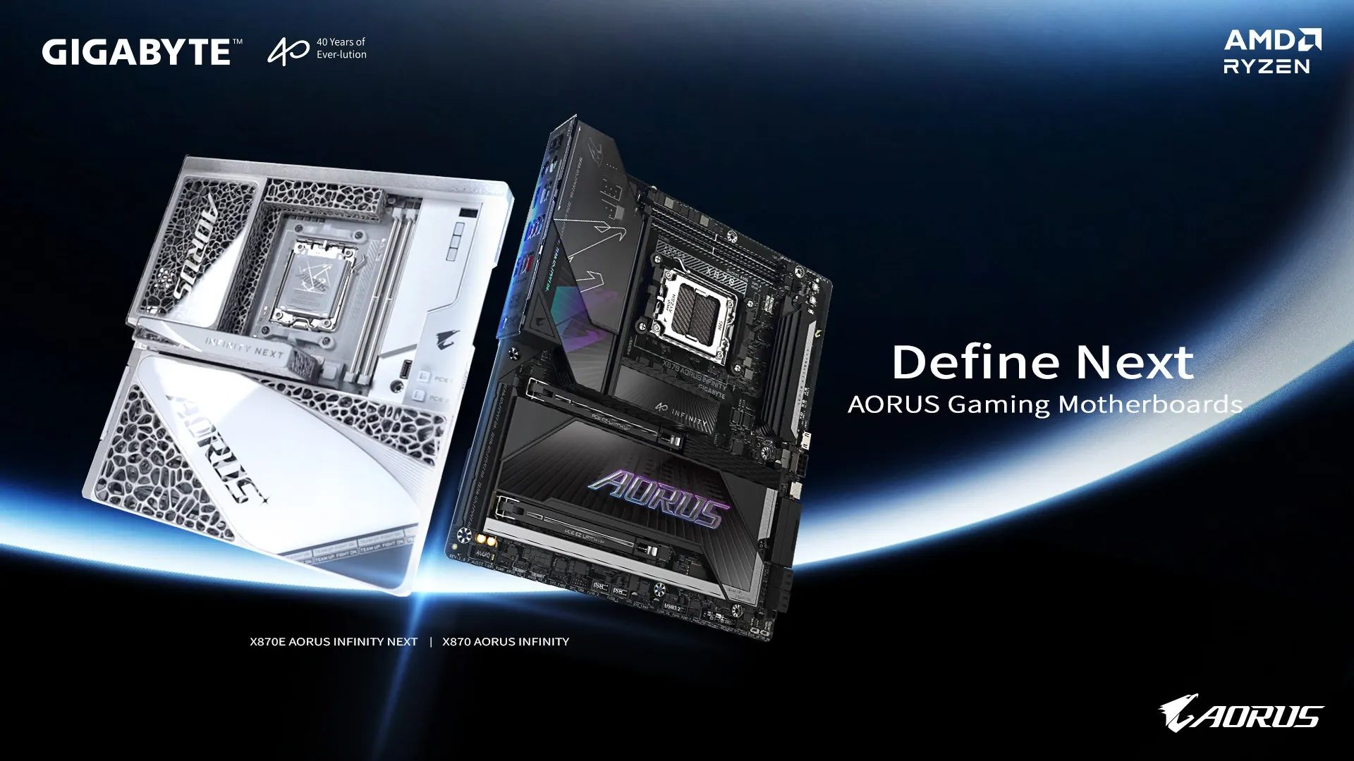 X870E AORUS INFINITY NEXT anakartın resmî ürün görseli